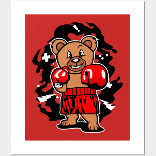 BOXING BEAR CARTOON Posters and Art